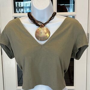 Charlotte Russe Large Olive Green Crop Top